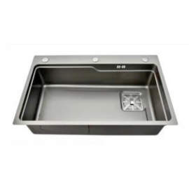 CHẬU RỬA INOX NANO XÁM 1 HỘC KASSANI KD-300